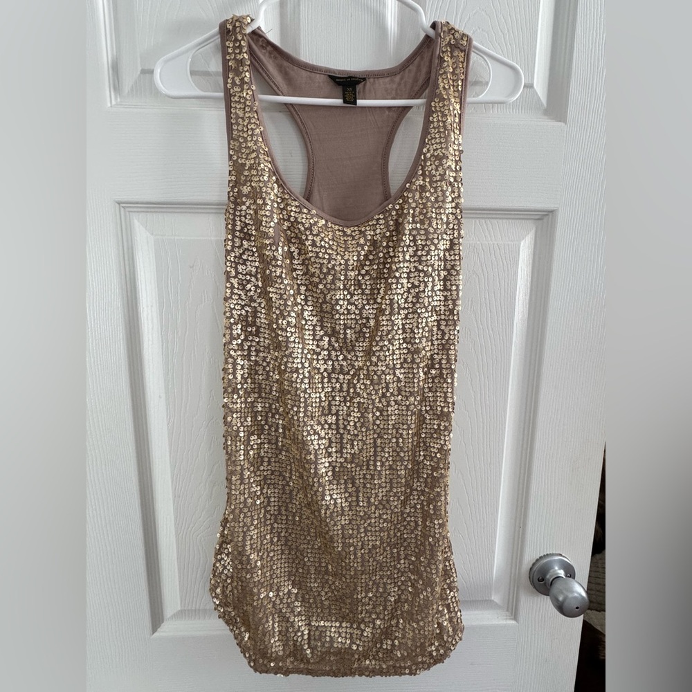 Elegant Gold Sequin Tank Top